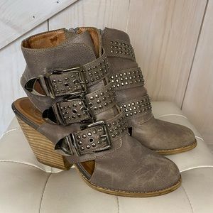 Jeffrey Campbell Gray Studded Leather Booties Size 8